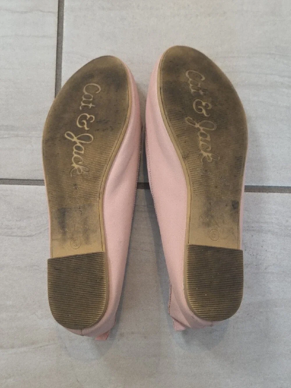 Cat & Jack Girls' Pale Pink Ballet Flats with Bow Size 5